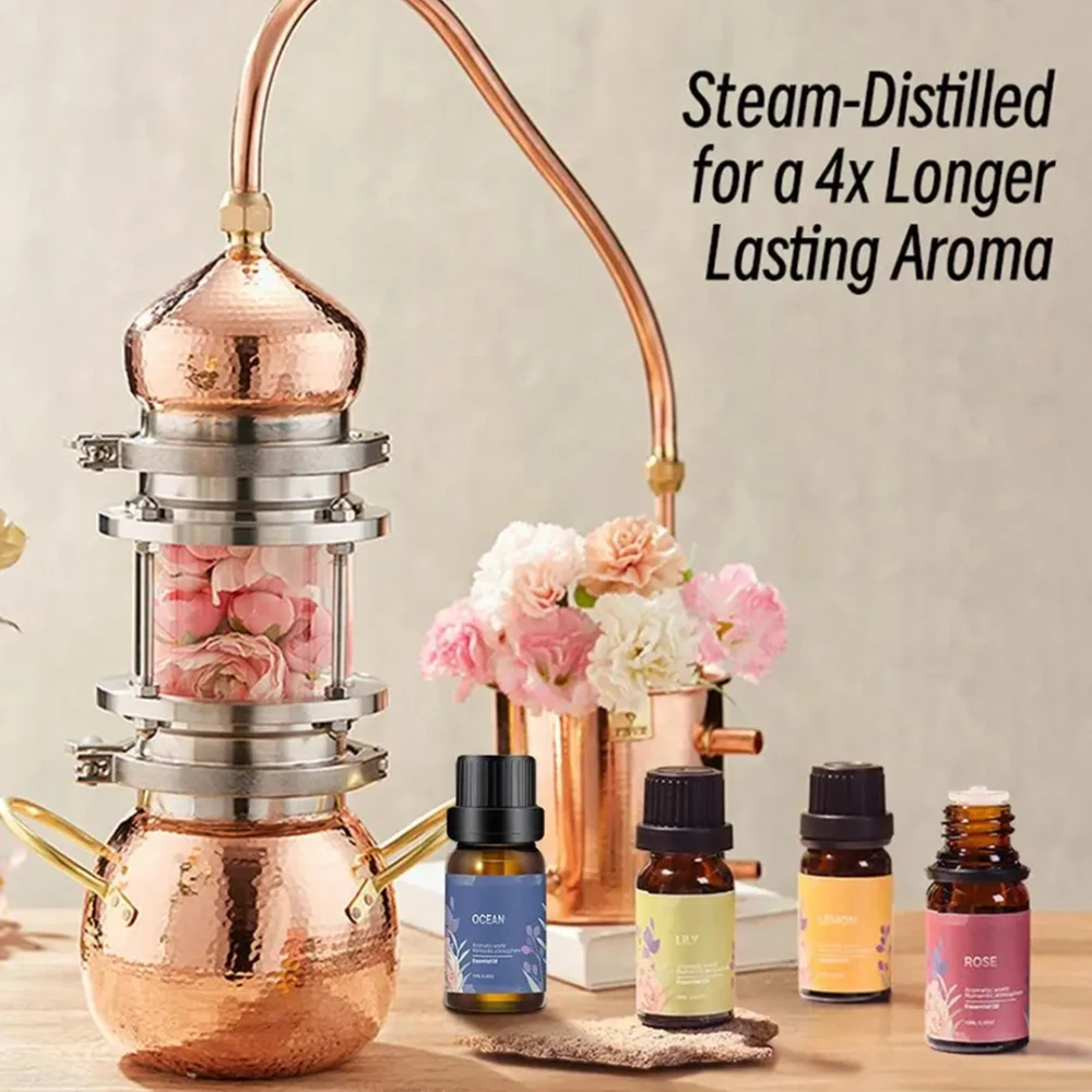 New Luxury Aromatherapy Set with 6 Essential Oils | Perfect for Diffusers| Lily  Jasmine  Lemon  Ocean  Rose & Sakura Scents