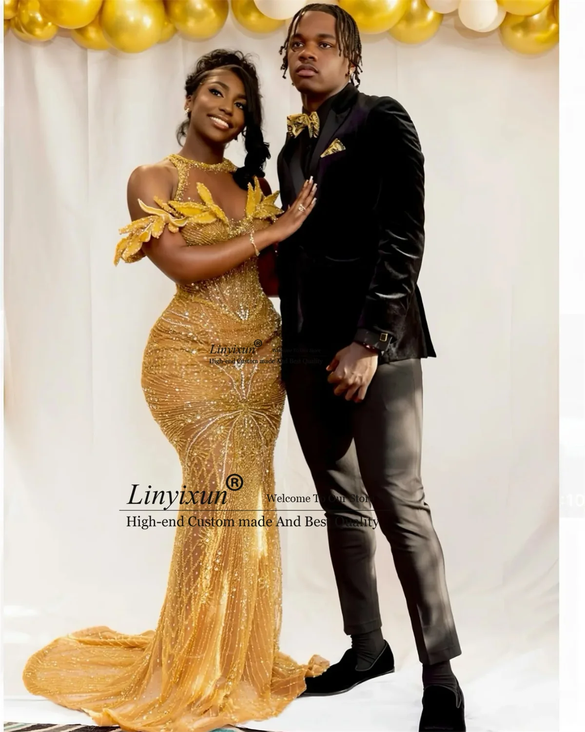 Błyszczące Sukienki na Bal Maturalny w Stylu Syreny z Kryształkami Rhinestone, Personalizowane Suknie Wieczorowe Aso Ebi na Gale i Wesela z Kwiatami 3D