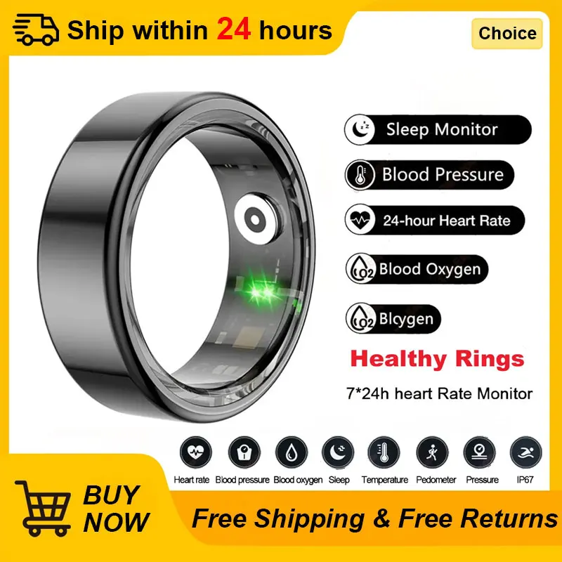 New R02 Smart Ring Military Grade Titanium Steel Shell Health Monitoring IP68 & 3ATM Waterproof Multi-Sport Modes