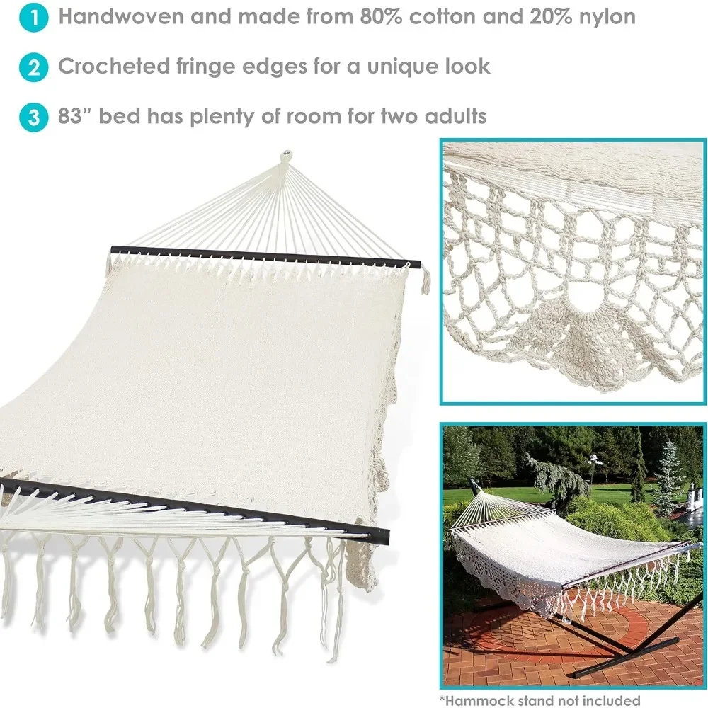 Deluxe Handwoven American Style Cotton Hammock -770-Pound Weight Capacity