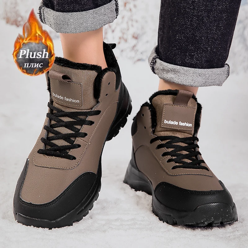 ELUVA Men's Waterproof Snow Boots Insulated Non-Slip Lightweight Outdoor Shoes Men's Winter Thermal Work Boots for Snow Hiking