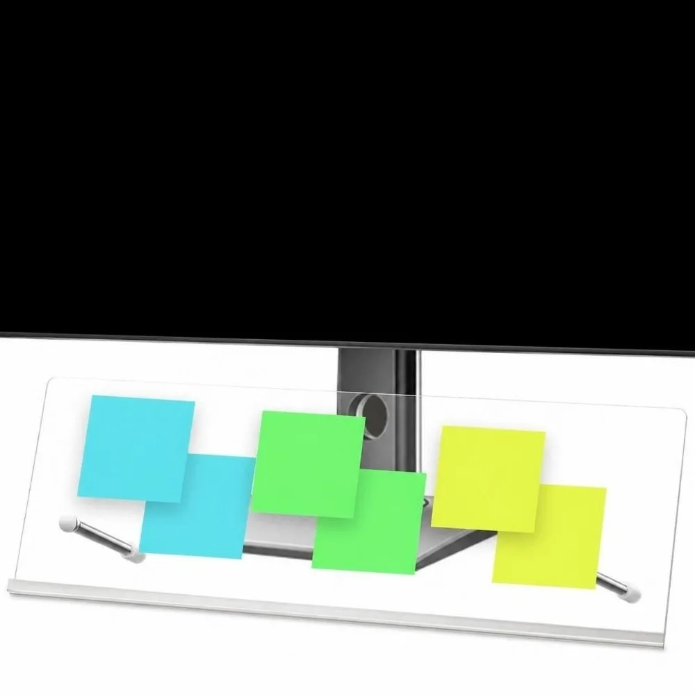 Adhesive-Free Monitor Memo Board Reusable Movable Memo Board Holder Durable Acrylic Sticky Note Holder Computer Monitor