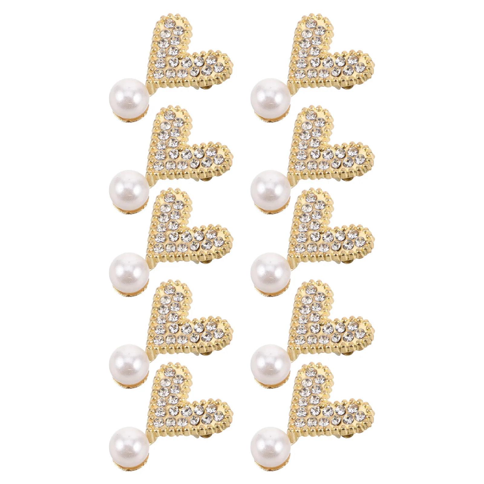

10pcs Heart Pearl Brooch Elegant Women Vest Pin Clothes Clip Dress Shawl Scarf Jacket Coat Lapel Jewelry Bridal Wedding