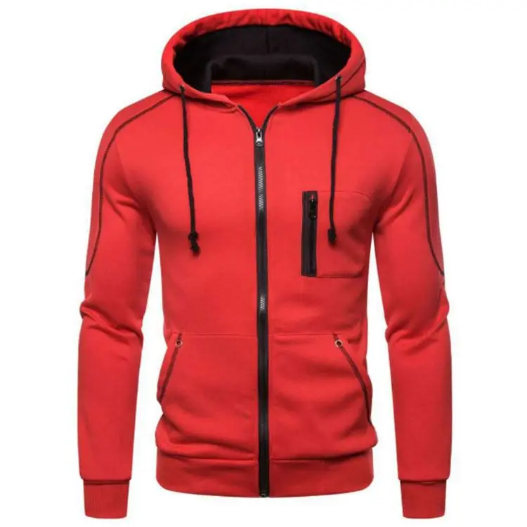 

2026 men's long sleeved zipper hooded sweatshirt casual sports sweatshirt hooded jacket with pockets for spring and autumn warmt