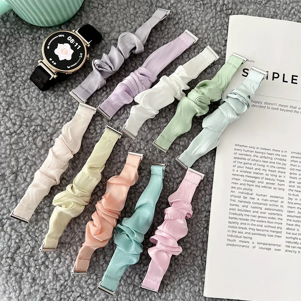 Tali jam tangan Huawei, tali pengikat elastis 18mm 20mm 22mm untuk jam tangan Huawei GT4 GT5 41mm GT3/2 pita wanita untuk Samsung Galaxy 4/5/6/7 40mm 44mm
