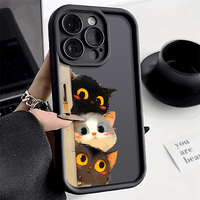 Shockproof Phone Case for iPhone 16 15 14 13 12 11 Pro Max XS XR X 14 15 16 Plus 12 13 Mini Funny Cartoon Cat Silicone Cover