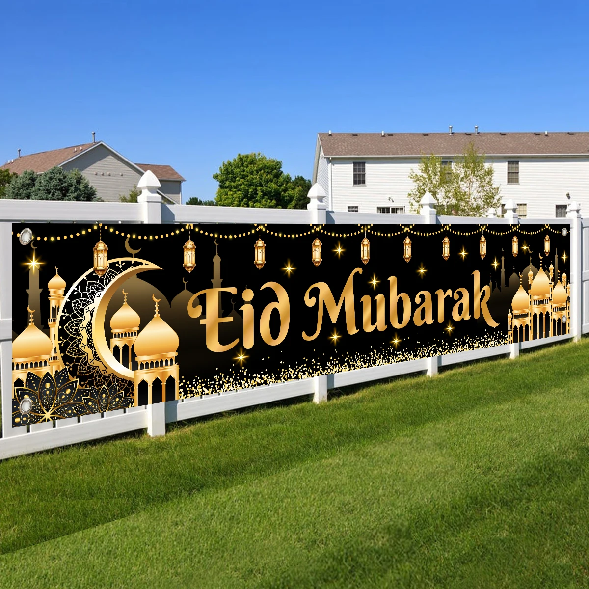 Eid Mubarak Outdoor Banner Flag Ramadan Decoration For Home 2025 Islamic Muslim Party Decor Gifts Ramadan Kareem Eid Al-Adha