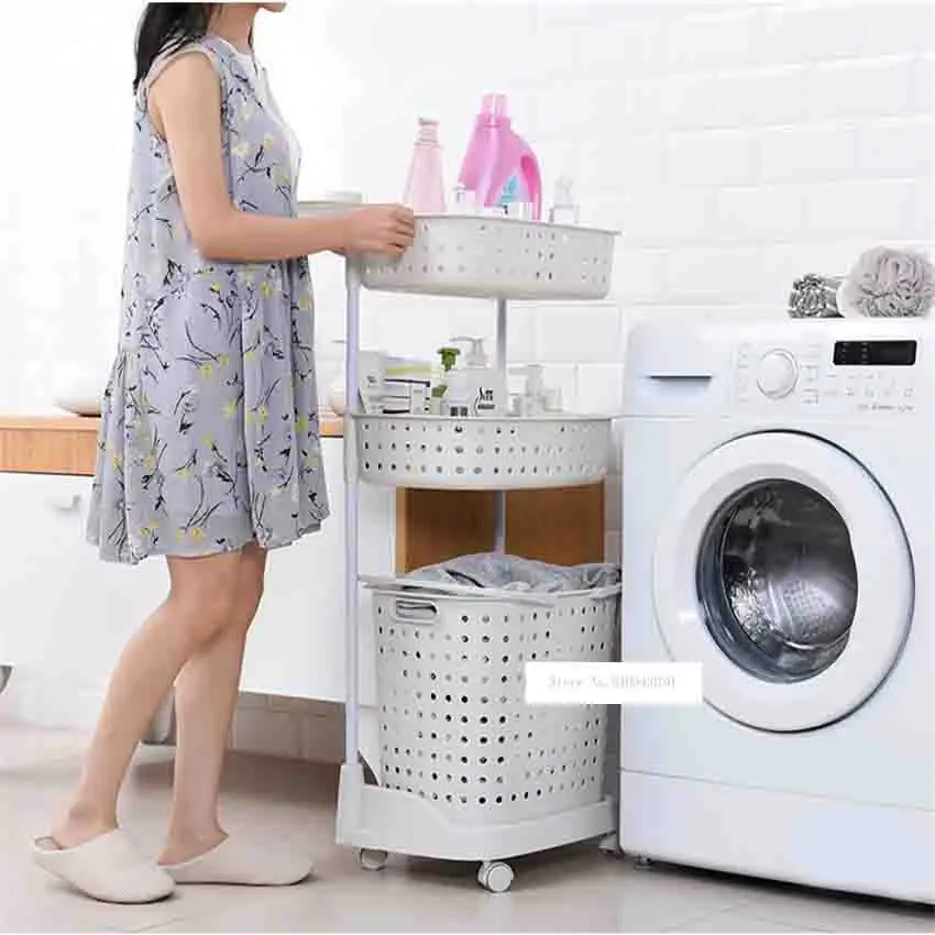 

8810 Plastic Laundry Basket Super Load-Bearing Dirty Clothes Basket Multi Layer Mbined Type Toy Storage Basket With Pulley