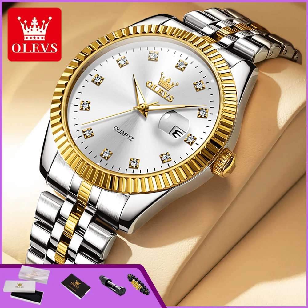 

OLEVS 5526 Quartz Watch for Men Waterproof Stainless Steel Calendar Luminous Business Mens Watch Luxury Brand Original Man Watch