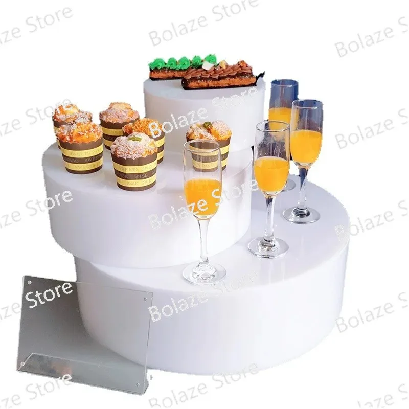 3pcs set square wedding decoration acrylic dessert table set buffet cake snack display stand white acrylic riser