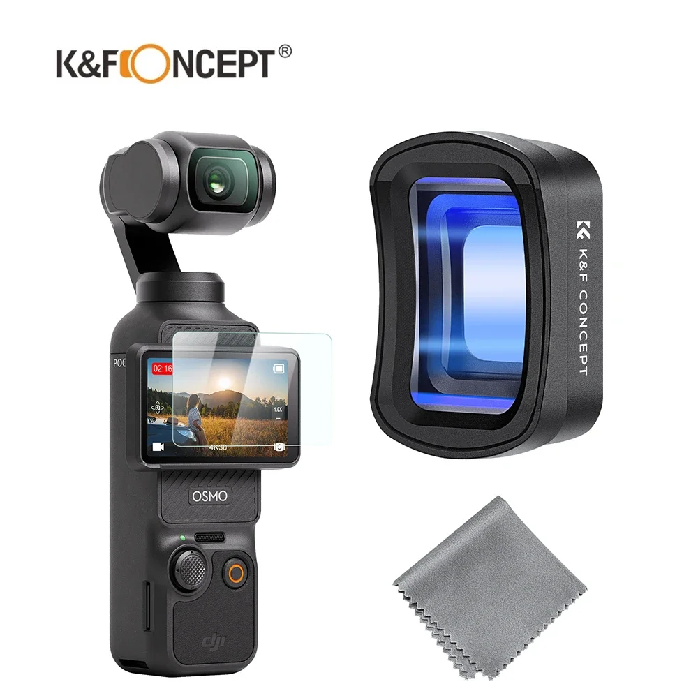 K&F Concept 1.2X Magnetic Anamorphic Lens for DJI Osmo Pocket 3 Blue Streak Effect Cinematic Widescreen Lens