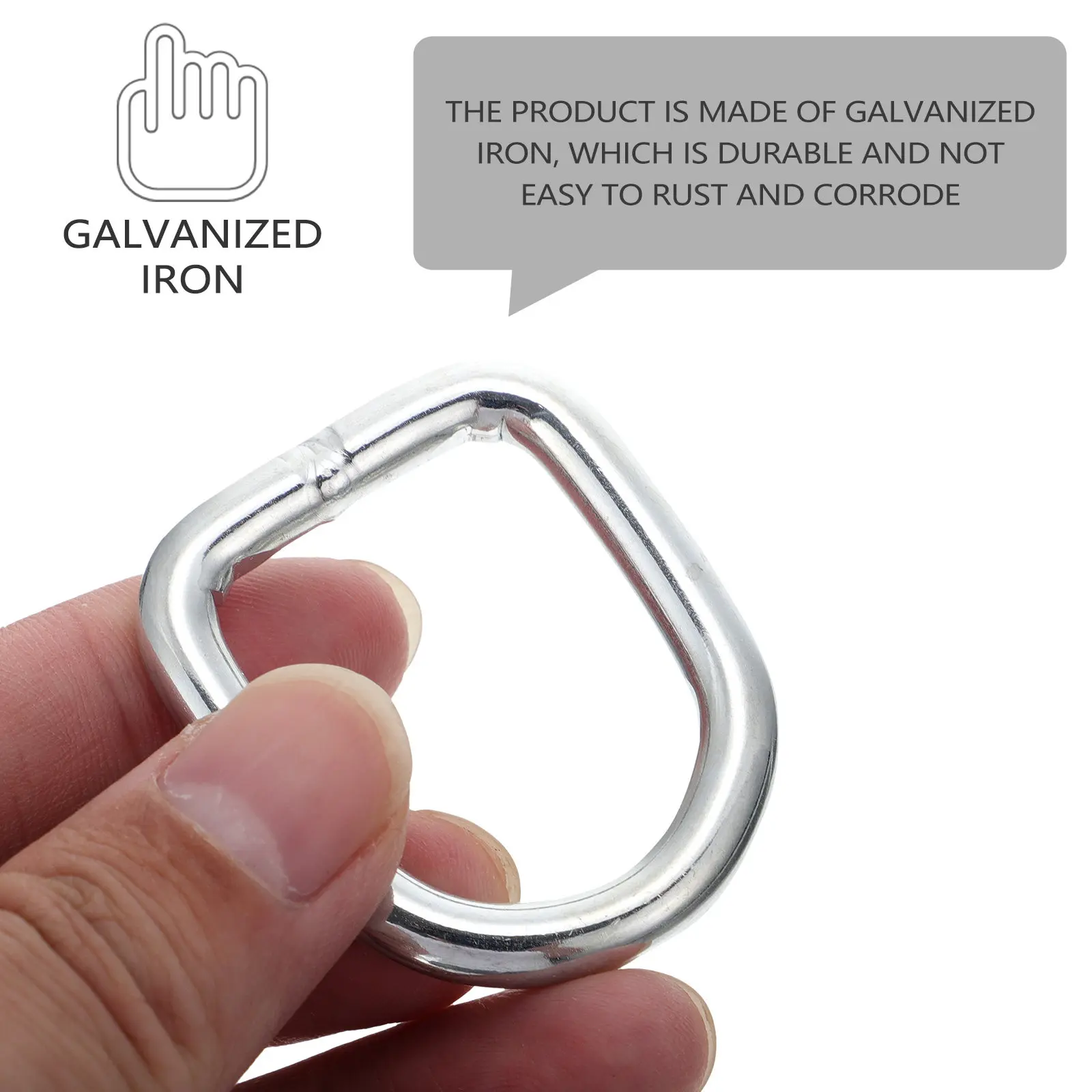 10Pcs D-Shaped Trailer Pull Ring Heavy Duty Tow Hook for Truck Pickup Kayak Outdoor Use Rustproof D-Type Pull Ring Silver