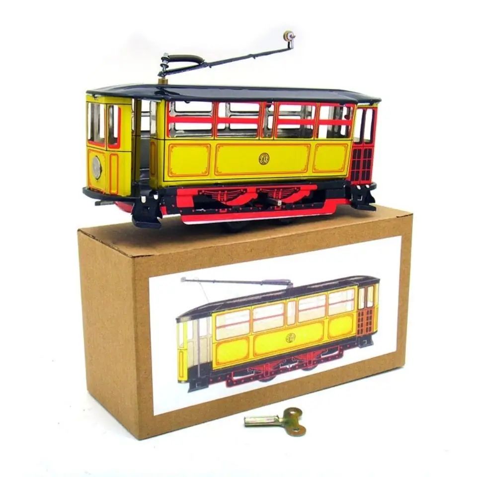 MS638 Poled Tram Adult Collection Vintage Toy Photography Props Iron Sheet Toy Restaurant Cafe Decoration