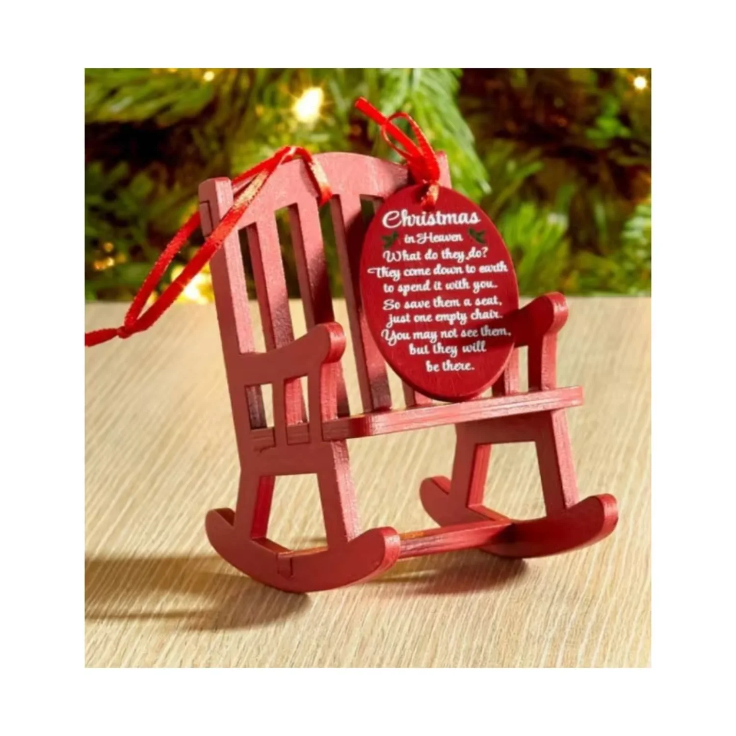 Mini Wooden Christmas Rocking Chair Christmas in Heaven Memorial Chair Ornament With Meaningful Tag Sign For Christmas Tree