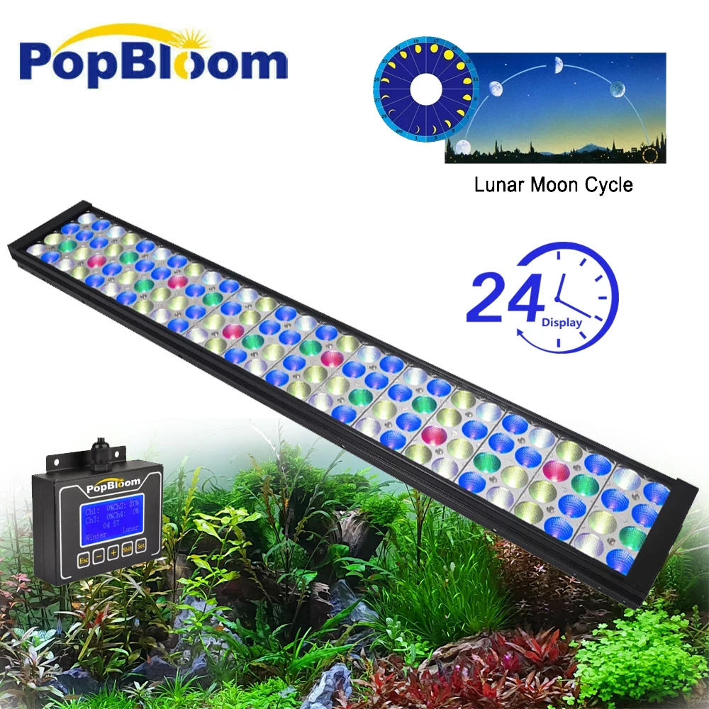 

Full Spectrum LED Aquarium Lamp, Freshwater Plant Growth Tank, 24H Cycle Run, 80-100cm, 36 ", 100W