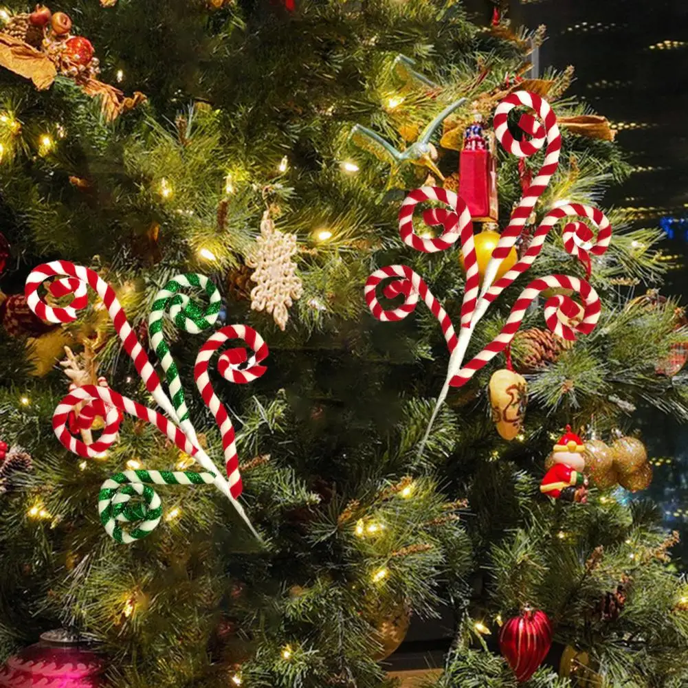 Christmas Garlands Festive Candy Cane Picks for Christmas Tree Ornaments Wreaths Crafts Curly Christmas Candy Picks for Banquets