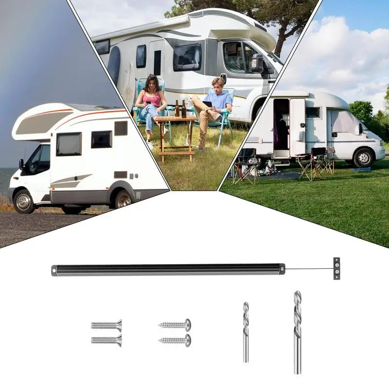 RV Screen Door Closer Aluminum Screen Door Piston Aluminum Spring Pull Handle Kit Auto Close Adjustable Tension For Mobile Home