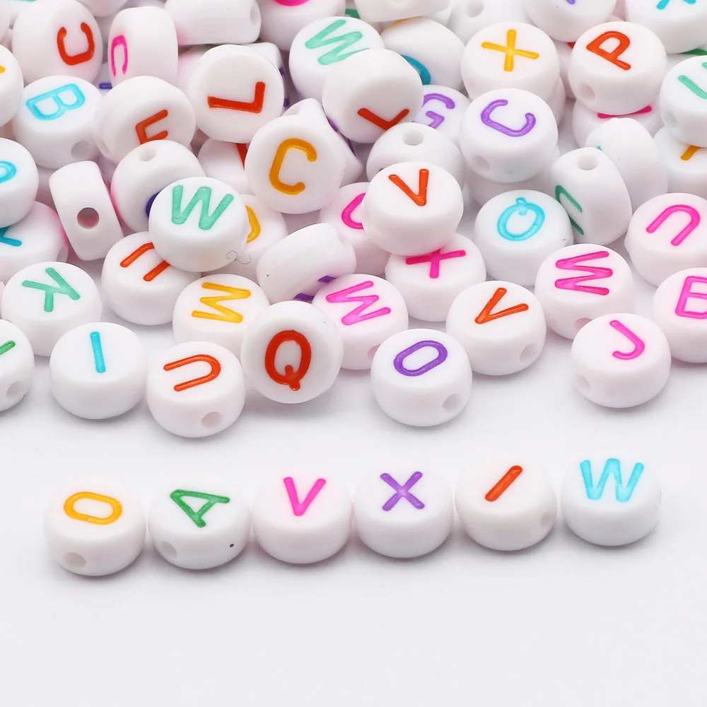 100pcs 6mm/4x7mm 9Styles A-Z Letters Beads Colorful Flat Round Square Acrylic Beads For Jewelry Making Diy Handmade Accessories