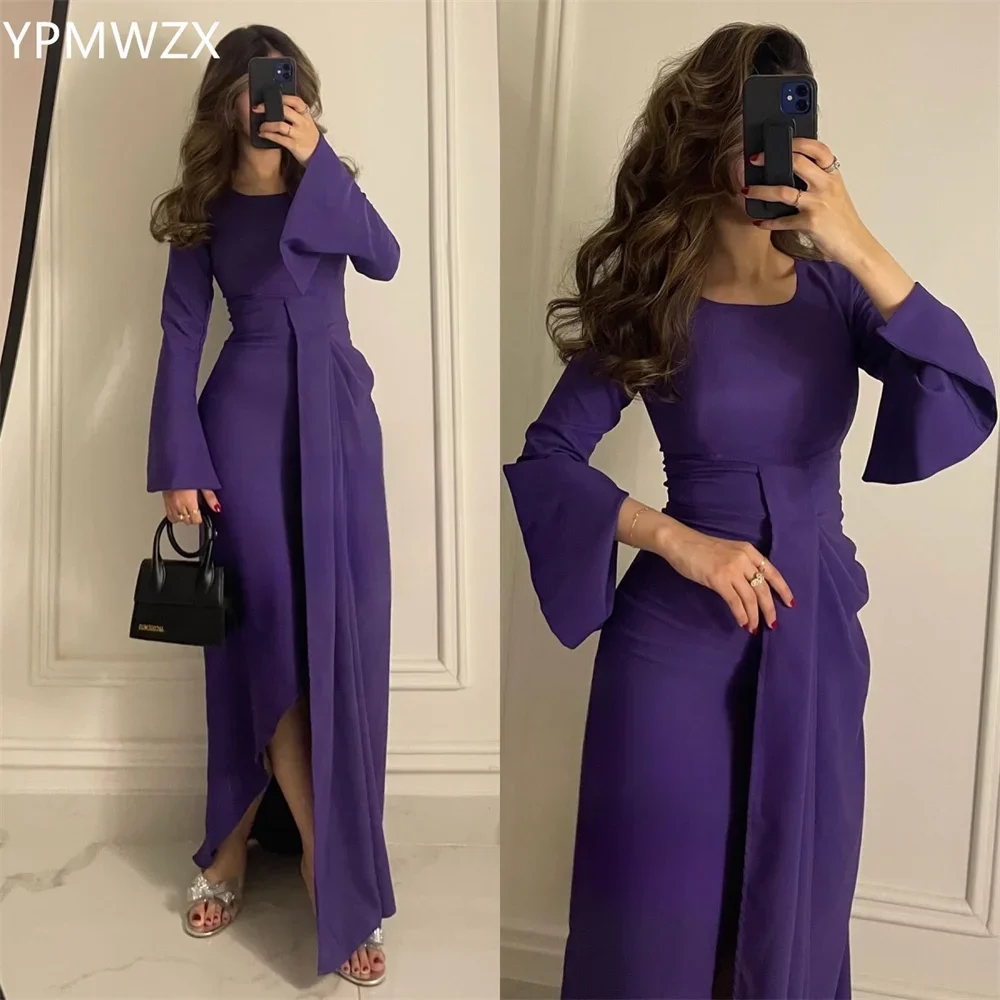 Customized Evening Dress Party Occasion Formal  Women YPMWZX Scoop Neckline A-line Floor Length Skirts Draped Bespoke Occas