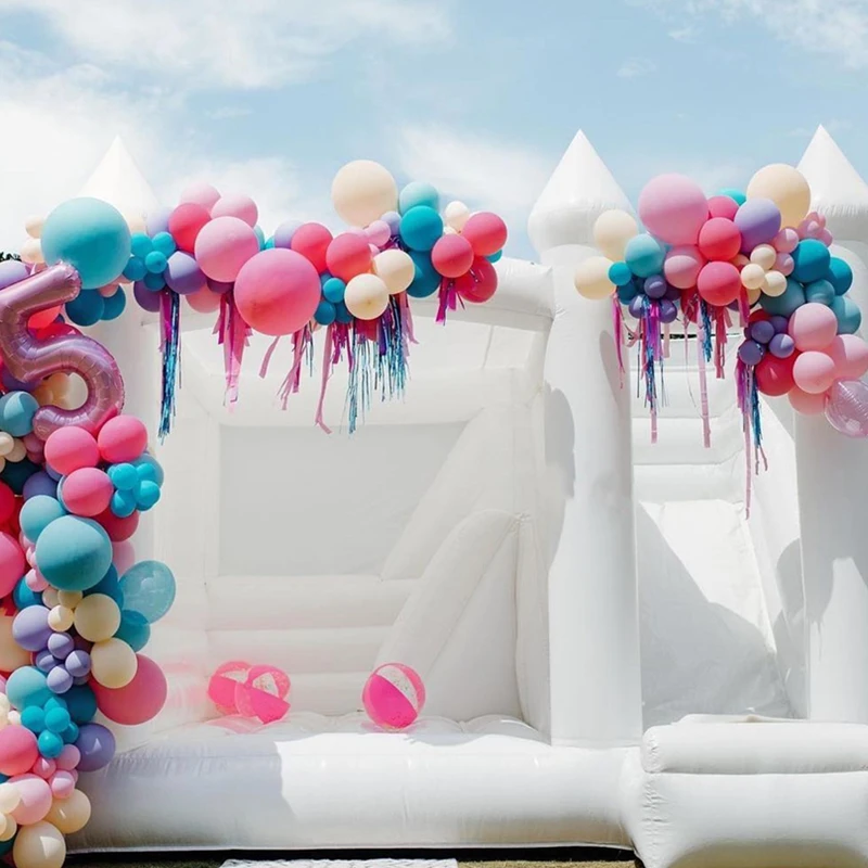 Neues großes aufblasbares Hüpferhaus für den gewerblichen Gebrauch mit Bällebad und Rutsche, springende weiße Hüpfburg für Hochzeits-Geburtstage-Partys