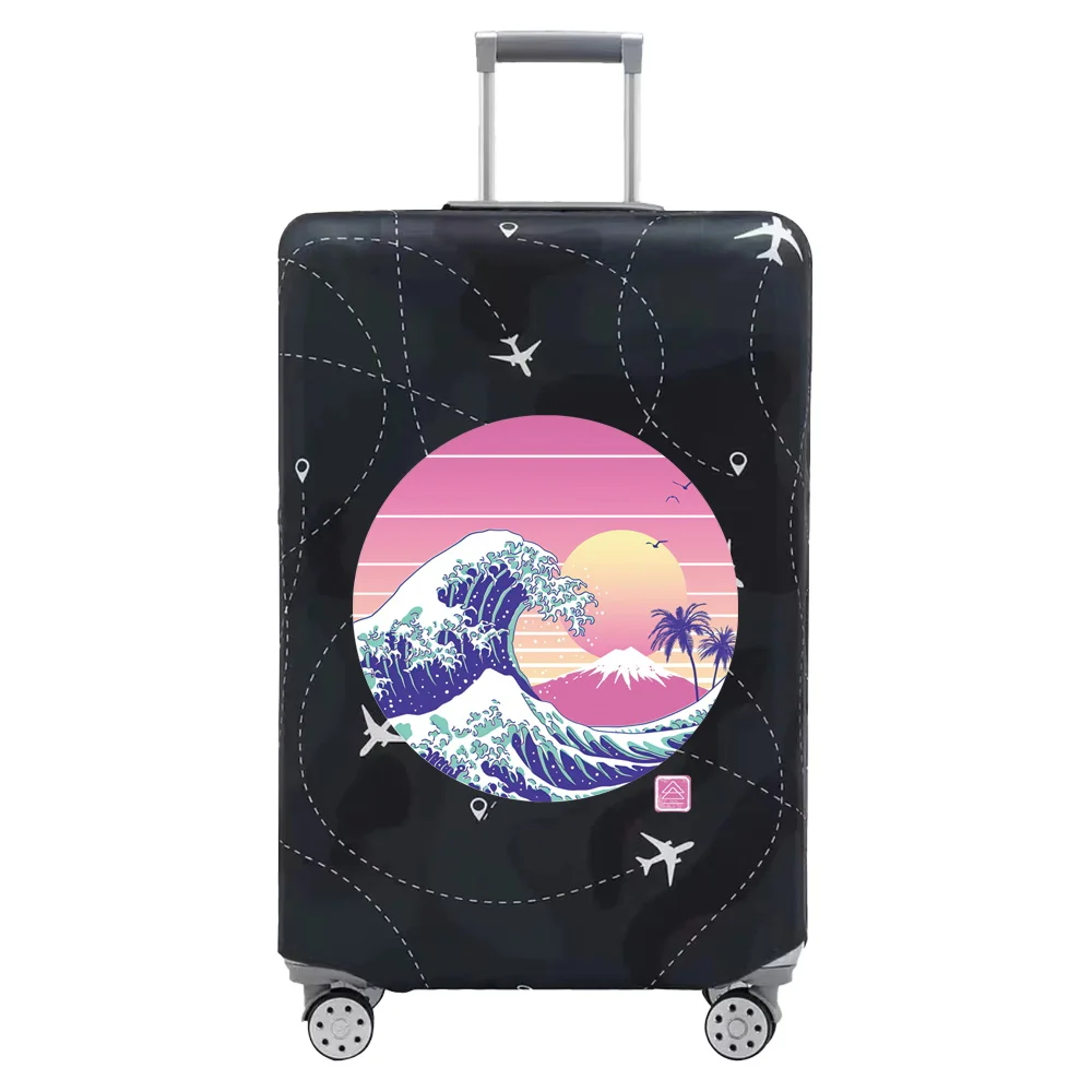 Luggage Cover Suitcase Elastic Fabric Protective Covers Baggage Case Cove for 18-28 Inch Suitcases Printnig Wave Series