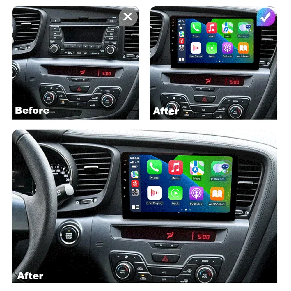 วิทยุติดรถยนต์ Android 15 รองรับ Carplay สำหรับรถยนต์ Kia K5 Optima ปี 2011 2012 2013 2014 2015 เครื่องเล่นมัลติมีเดีย 4G พร้อมระบบนำทาง GPS
