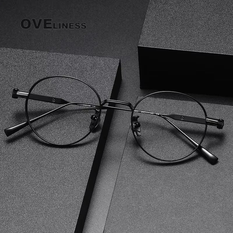 

2025 Vintage Pure Titanium Round Eyeglasses Frame for Men Glasses Frame Women Retro Luxury Brand Eyewear