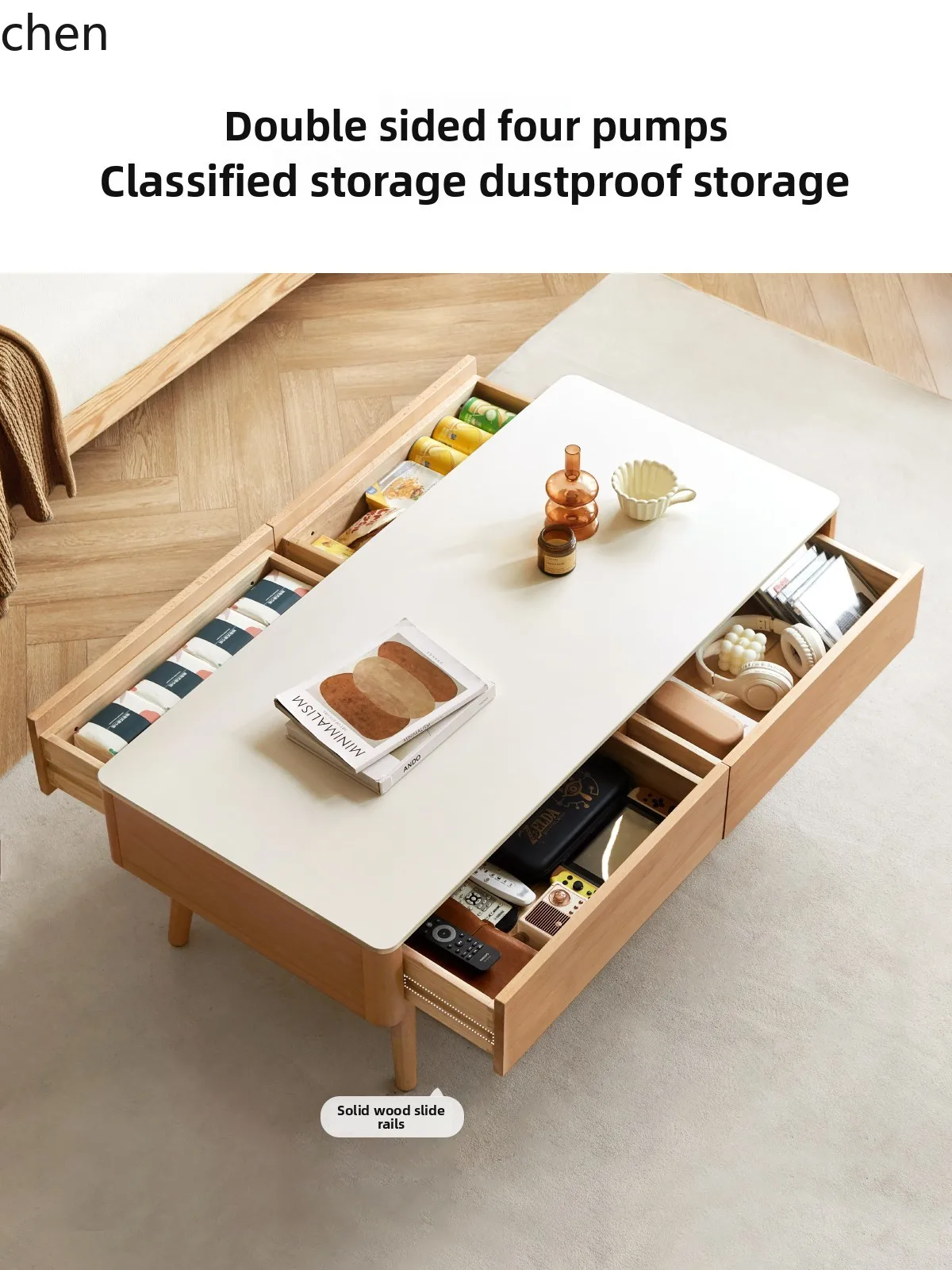 

ZML Solid Wood Coffee Table Simple Home Small Apartment Living Room Office Storage Rock Board Tea Table Tea Desk