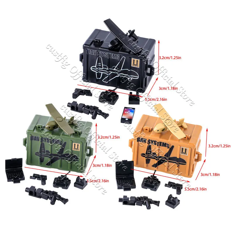 MOC City Military War SWAT Drone Robot Dog Buliding Blocks Mechanical Wolf Army Special Forces UAV Liquid Accessories Bricks Toy