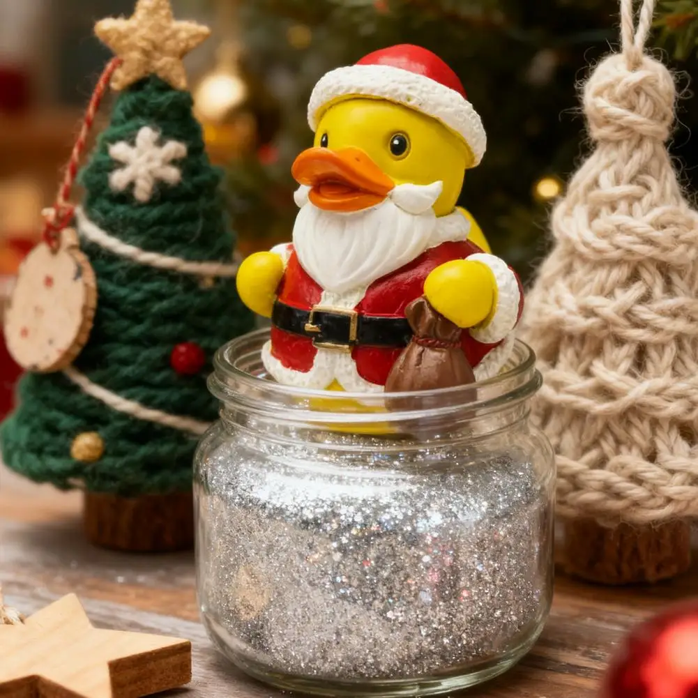 Christmas Tree Duck Figurine Festive Resin Christmas Ornaments Santa Claus Deer Snowman Duck Figures Holiday Theme for Tree