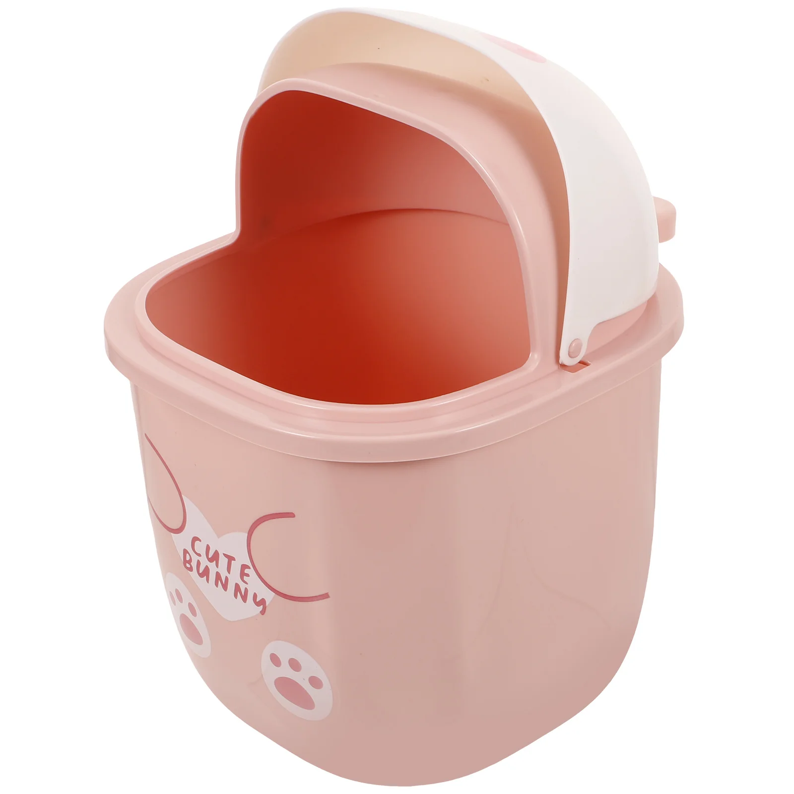 1 Mini Desktop Trash Can Cartoon Rabbit Plastic Trash bin Toilet Paper Bin Tabletop Garbage Bin With Lid Countertop Waste Bucket