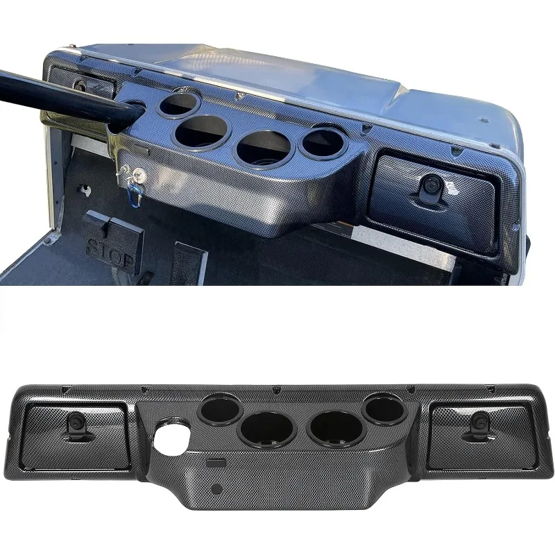 

Dash Board Cover Assembly Compatible with 1982-Up Club Car DS Golf Cart Carbon Fiber Style Glove Boxes 4 Cup Holders (DS