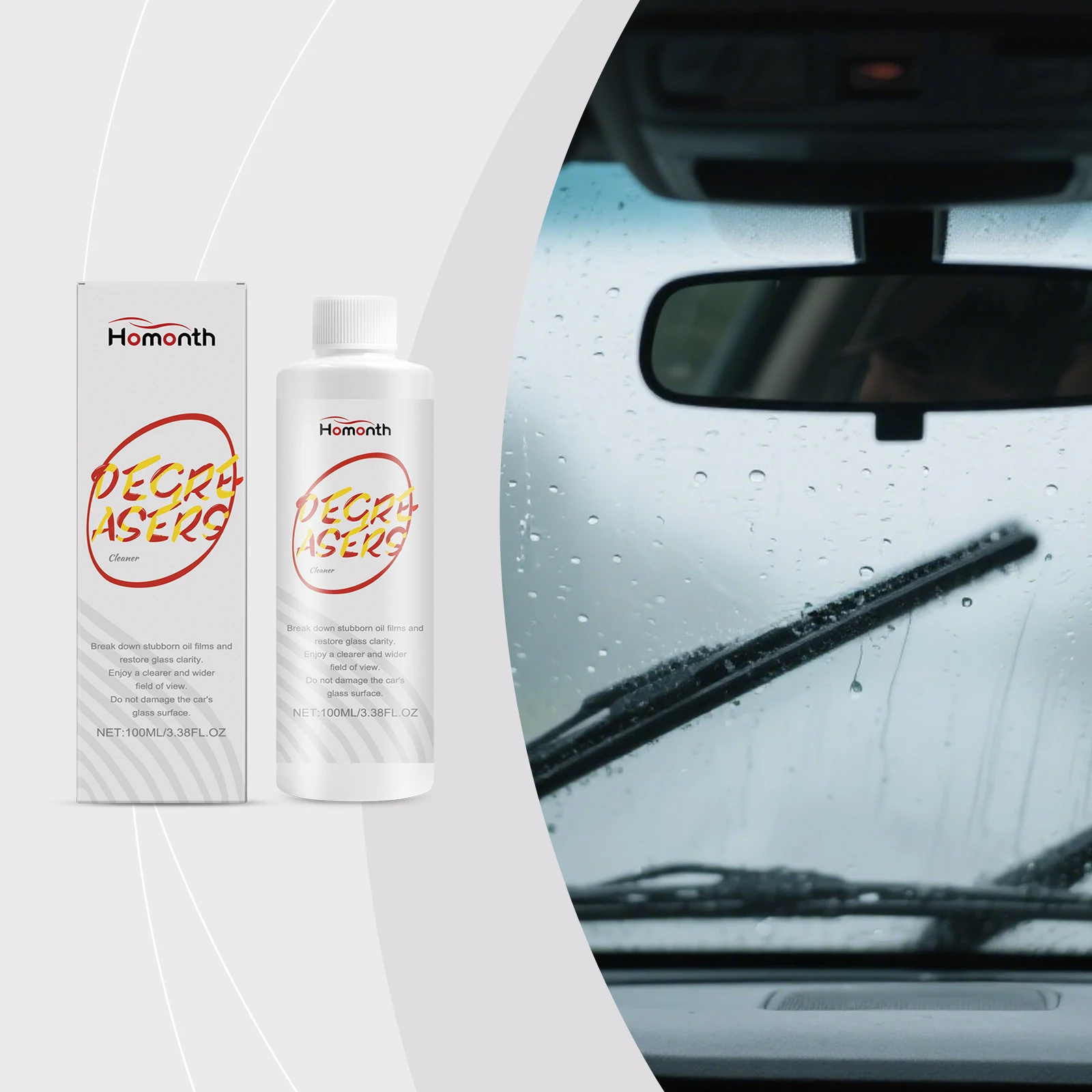 

Car Glass Oil Film Cleaner - Removes Stubborn Stains, Reduces Fogging in Rain, Enhances Clarity, Cleans & Maintains Auto Glass