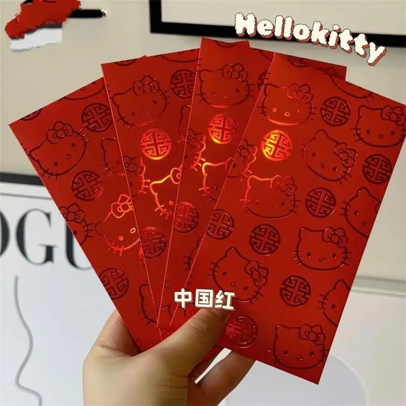 2025 New Year Cartoon Hello Kitty Red Envelope Kawaii Sanrio Lucky Money Decoration Red Pocket Anime Peripheral Holiday Gifts