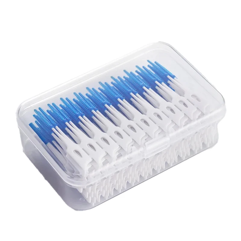 200pcs/box Soft Silicone Interdental Brush Toothpicks With Thread Double-headed Disposable Interdental Brush Oral Cleaning Tools