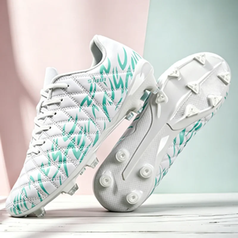 AG FG Long Studs Soccer Shoes PU Fabric Blend Upper TPU Tough Sole Strong Grip Wear Resistant for Men Women Youth Matches
