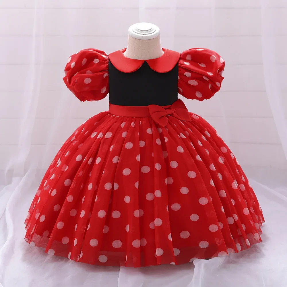 Baby Girls Christmas Dress Boutique Tutu Dress Christmas Party Princess Pageant Dress Baby Kids Birthday Party Dot Bow Clothing