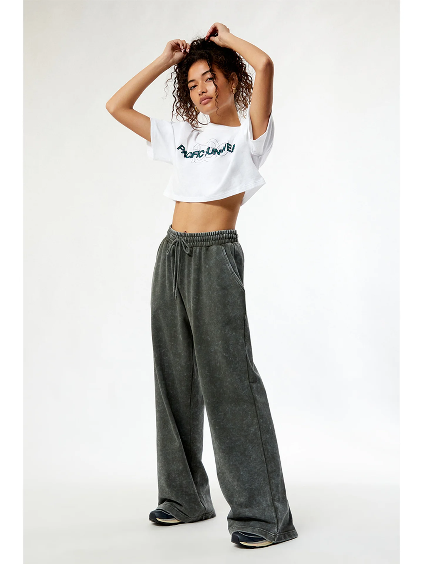 パックサン アシッドワ エクストラ ルーズ ワイドレッグパンツ スポーツ スーパーストレッチ スウェットパンツ ハイウエスト ストレート チューブ ニット コットン