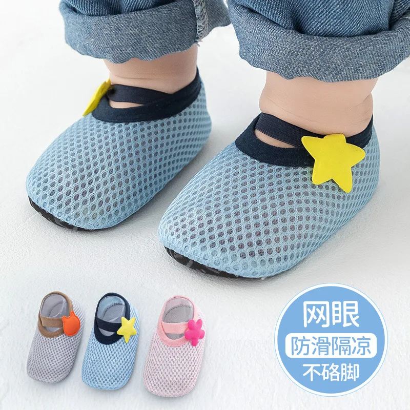 Baby Socks Toddler Shoes Prewalker Infant Floor Socks Bottom Anti-Slip Indoor Crawling Shoes Newborn Boy Girl Mesh Sock Shoes