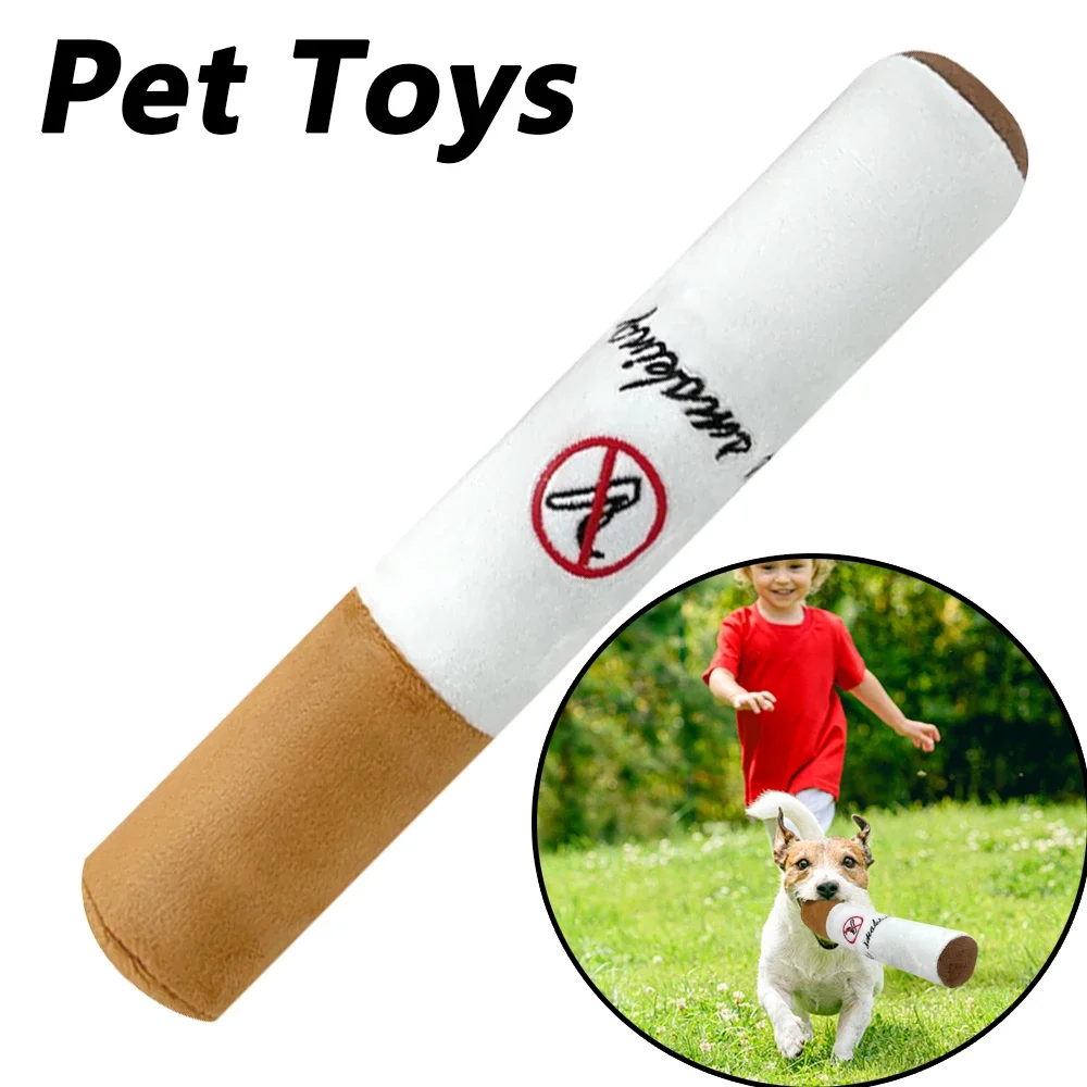 Pet Funny Toys Cigar Big Smoke Plush Sound Squeak Fake Cigarettes Toys Dog Chew Molar Interactive Game Bite Resistant Pet Toy CC