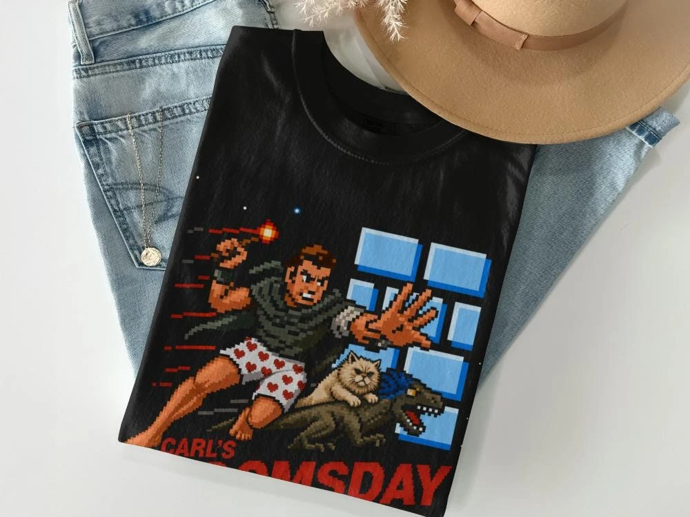 Dungeon Crawler Carl T-Shirt, Carl's Doomsday Scenario, Pixel-Art-T-Shirt, Retro-Gaming-Fantasy-Buch, Geschenk für Fans, ideal für ihn. – Detail 9