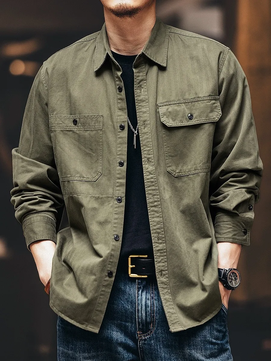 

Мужская свободная футболка American Sle Workwear в стиле ретро, с эффектом высококачественного хлопка, длинный рукав, в стиле Hong Kong Sle