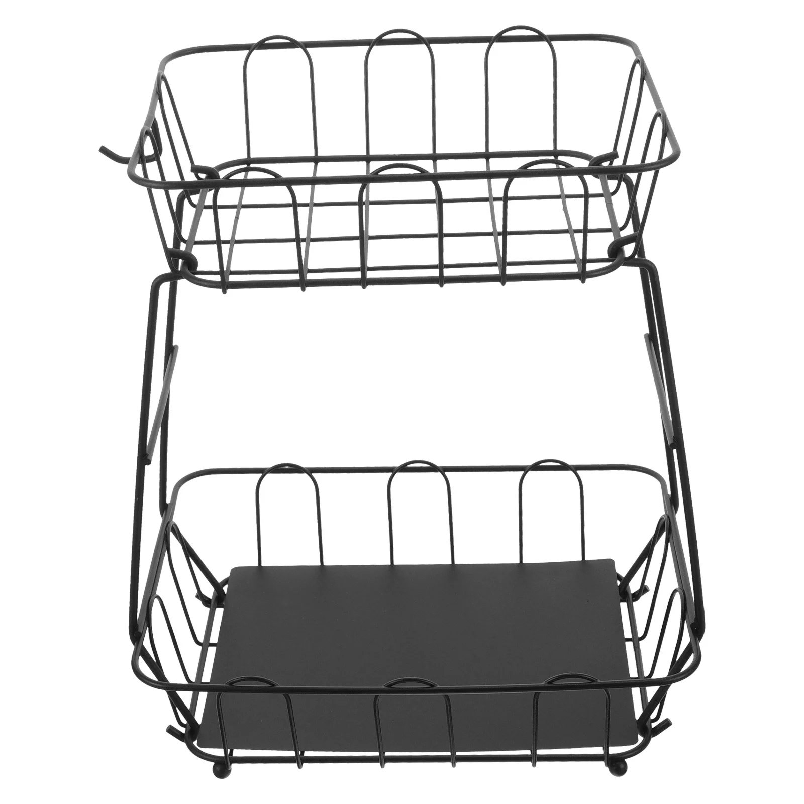 

Double-Layer Metal Fruit Basket 2 Tier Kitchen Countertop Vegetable Bread Storage Organizer 2 Tier Basket Fruit Rack
