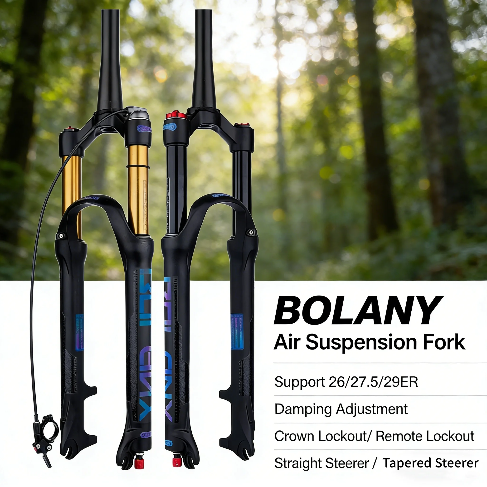 

BOLANY Mountain Bike Air Pressure Front Fork Damping Adjustment Quick Release Shoulder/wire Control Straight/tapered Tube 29ER