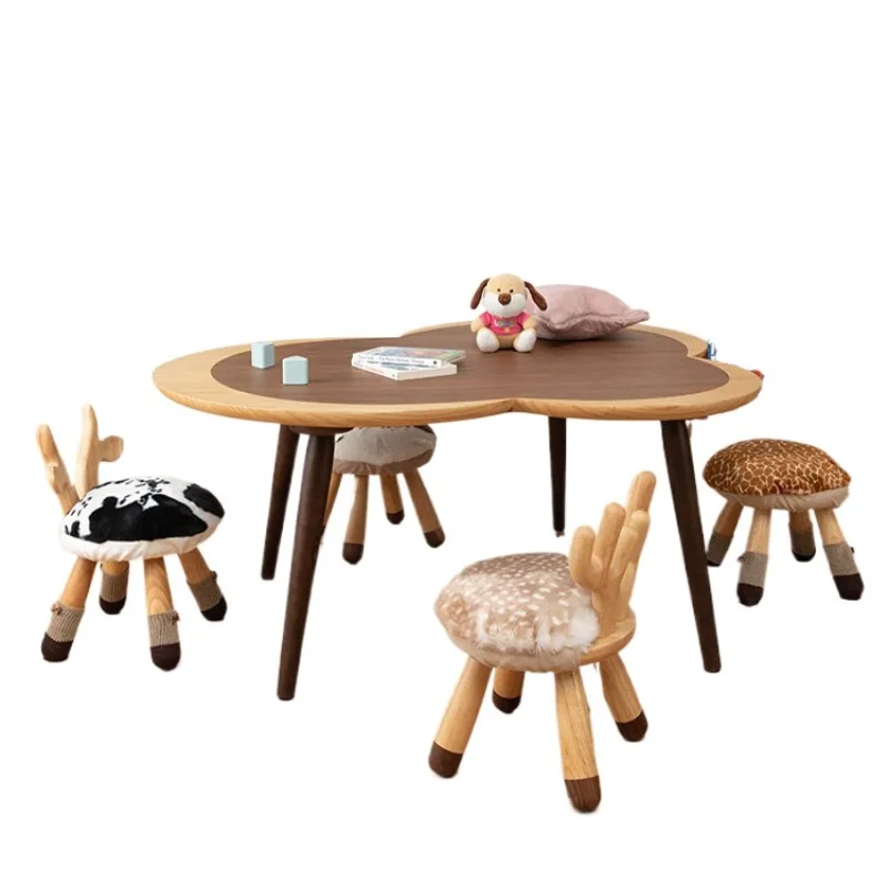 

Solid wood cartoon stool, home creative cute children's deer stool