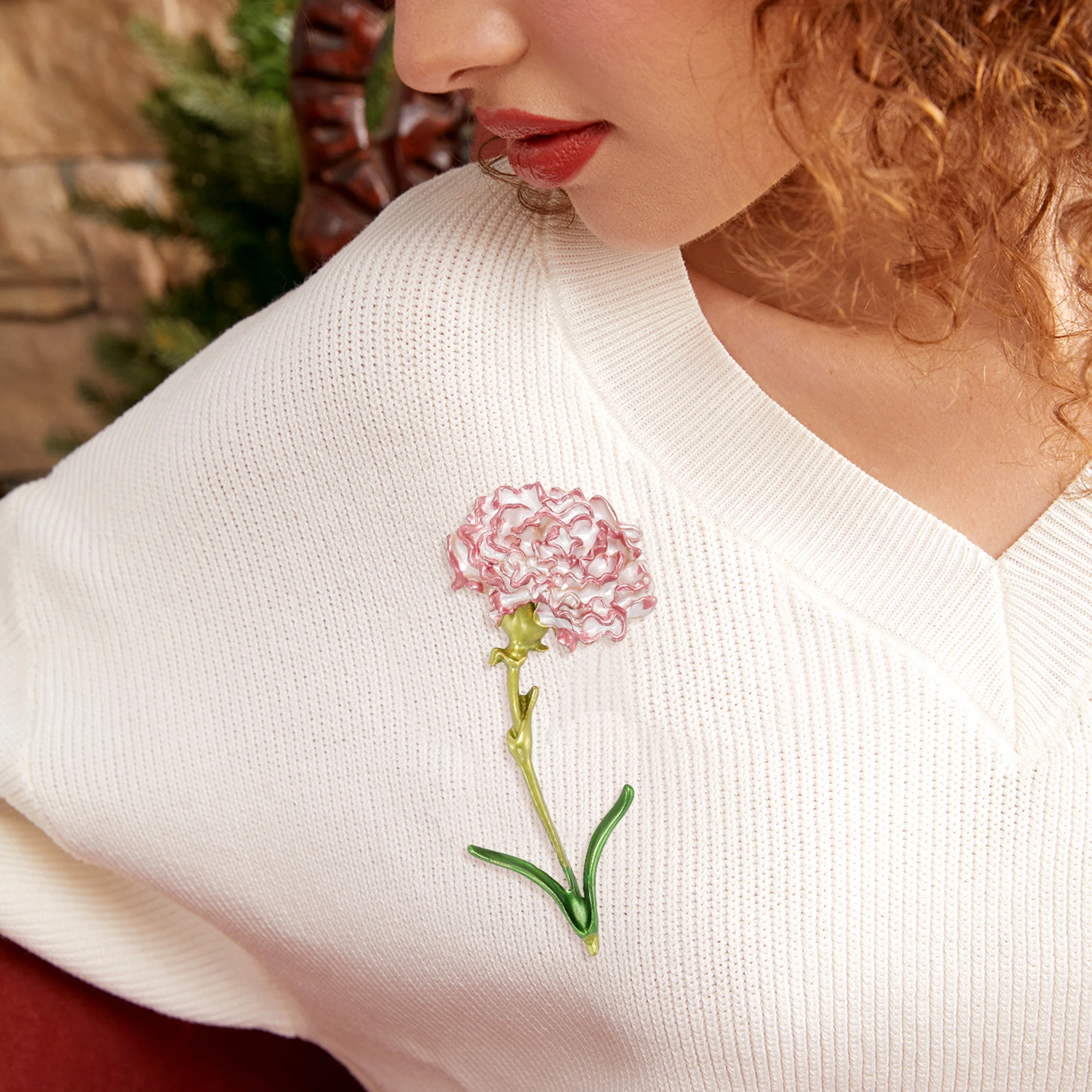 Mother's Day Elegant Enamel Carnation Brooches for Women Unisex Flower Pins Gift for Mother Office Party Friend Gifts Jewelry