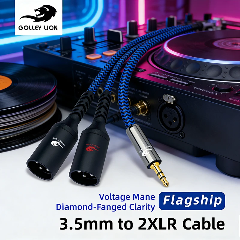 3.5mm To Dual XLR Stereo Cable 1/8 Inch Mini Jack To 2 XLR Male Y Splitter Adapter Cord for Laptop PC Smartphone Speaker Etc