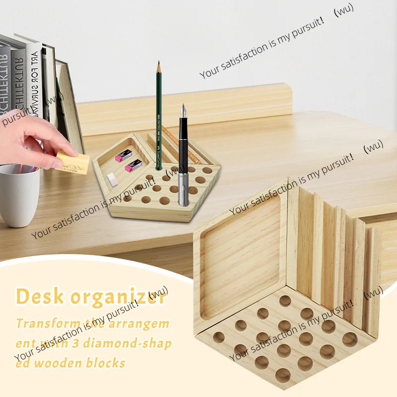 Desk storage box, simple and can be  matched with desktop storage box decorative ornaments wooden handicrafts