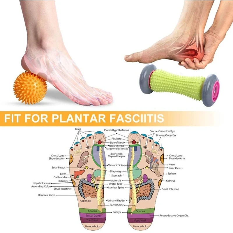 Foot Massage Roller Spiky Ball For Relief Plantar Fasciitis Foot Back Leg Hand Tight Muscle Deep Tissue Acupresssure Recovery