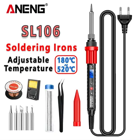 ANENG SL106 전기 납땜 인두 조정 가능한 온도 용접 솔더 재 작업 스테이션 열 연필 팁 수리 도구 110V/220V